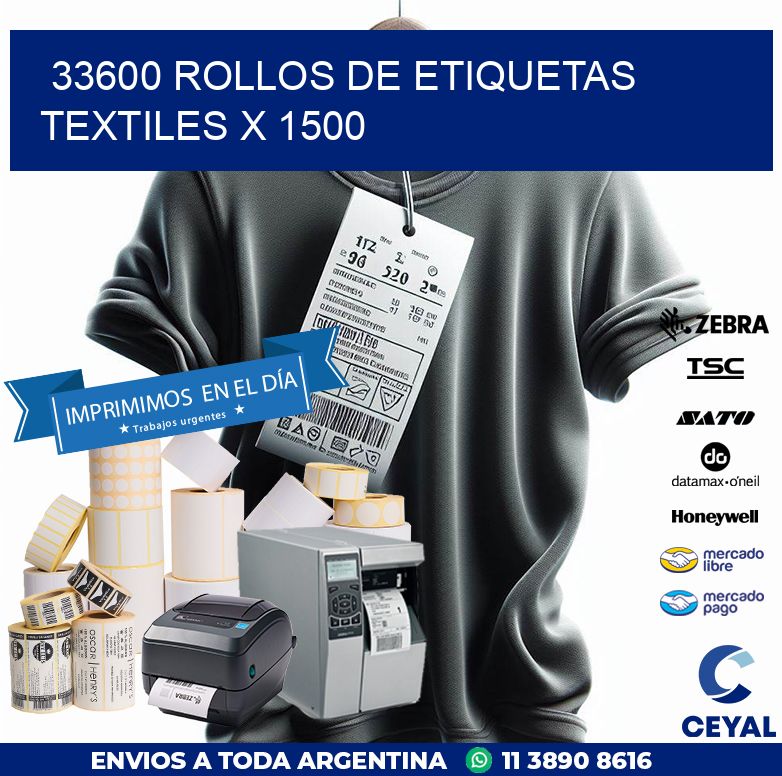 33600 ROLLOS DE ETIQUETAS TEXTILES X 1500
