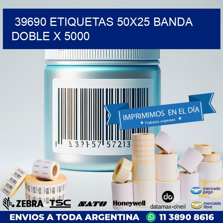 39690 ETIQUETAS 50X25 BANDA DOBLE X 5000