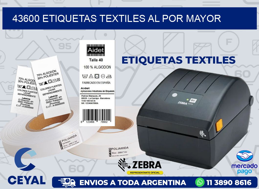 43600 ETIQUETAS TEXTILES AL POR MAYOR