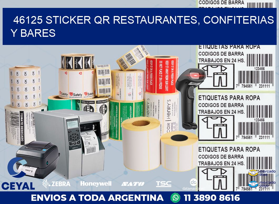 46125 STICKER QR RESTAURANTES, CONFITERIAS Y BARES