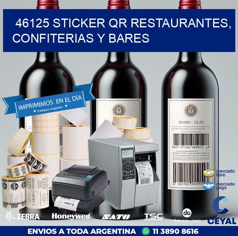 46125 STICKER QR RESTAURANTES, CONFITERIAS Y BARES