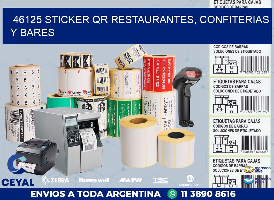 46125 STICKER QR RESTAURANTES, CONFITERIAS Y BARES