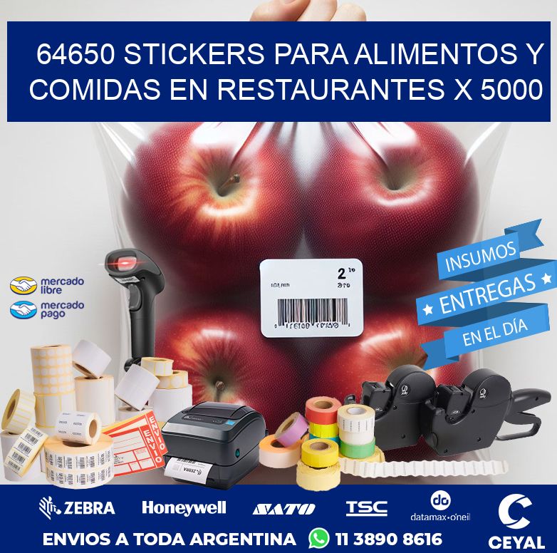 64650 STICKERS PARA ALIMENTOS Y COMIDAS EN RESTAURANTES X 5000