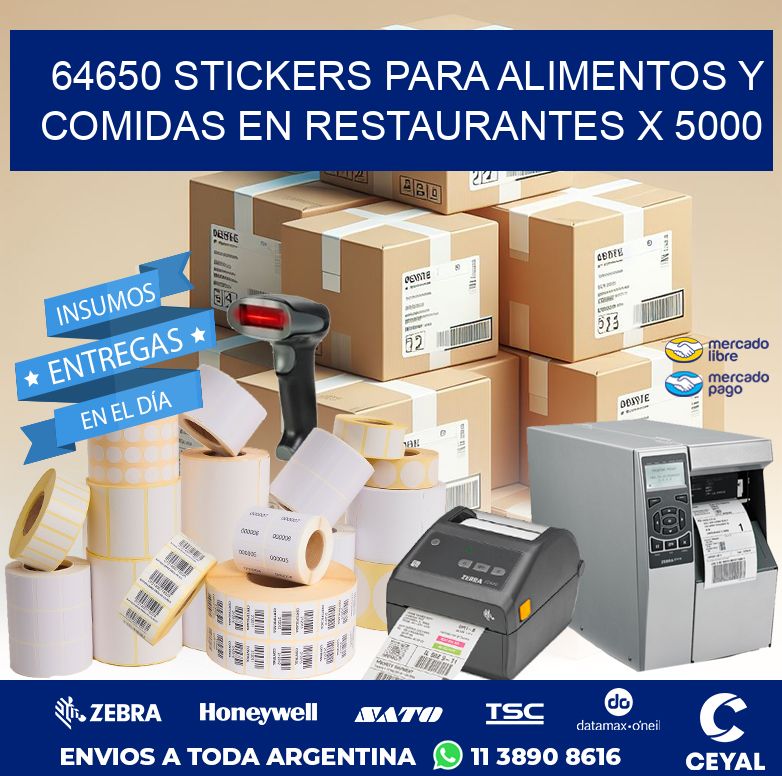 64650 STICKERS PARA ALIMENTOS Y COMIDAS EN RESTAURANTES X 5000