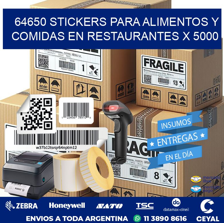 64650 STICKERS PARA ALIMENTOS Y COMIDAS EN RESTAURANTES X 5000