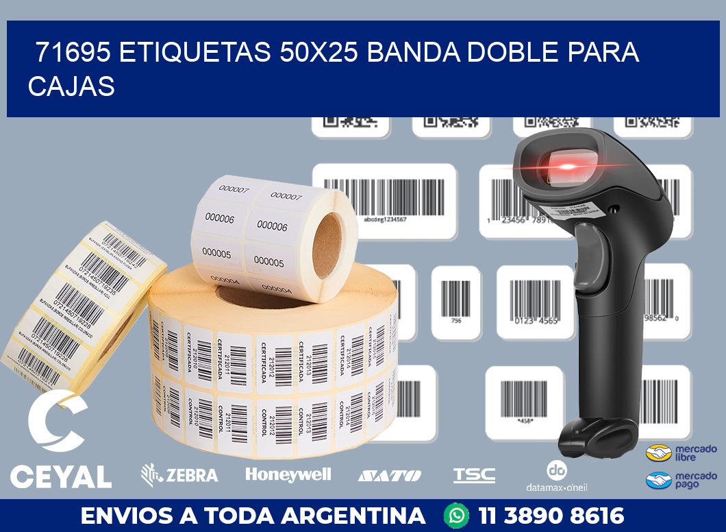 71695 ETIQUETAS 50X25 BANDA DOBLE PARA CAJAS
