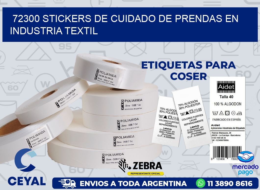 72300 STICKERS DE CUIDADO DE PRENDAS EN INDUSTRIA TEXTIL