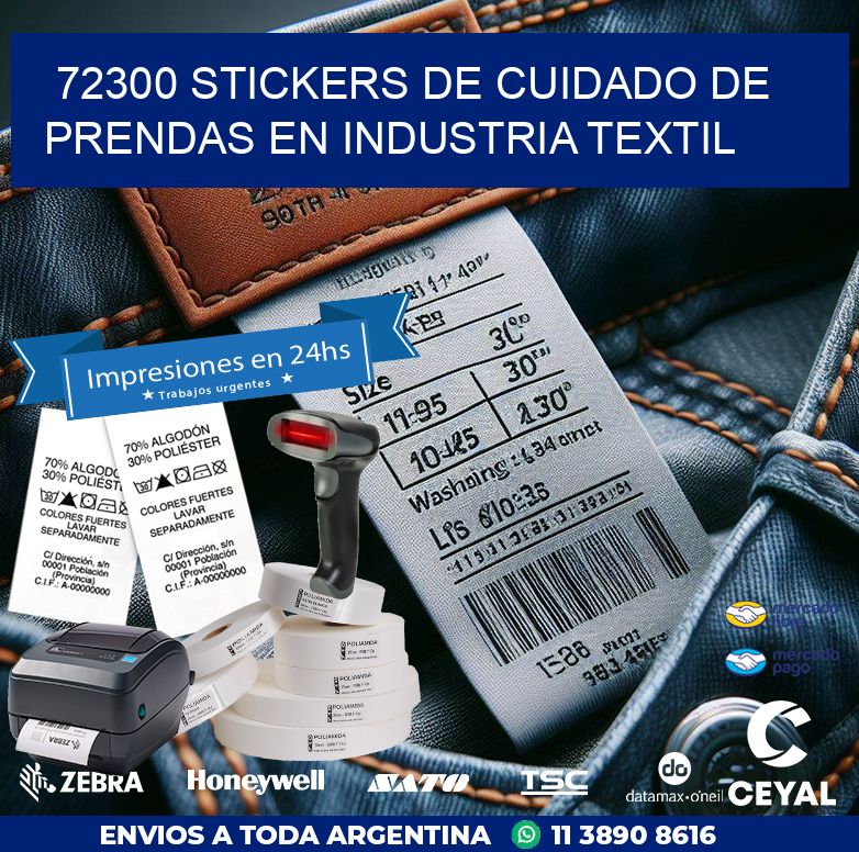 72300 STICKERS DE CUIDADO DE PRENDAS EN INDUSTRIA TEXTIL