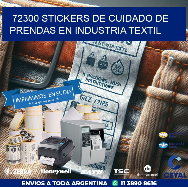 72300 STICKERS DE CUIDADO DE PRENDAS EN INDUSTRIA TEXTIL