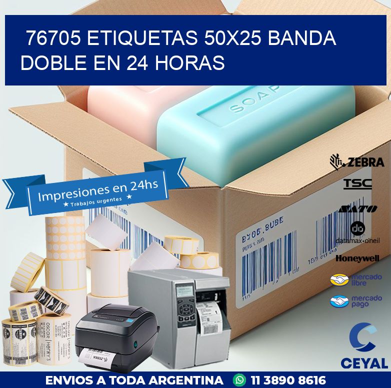 76705 ETIQUETAS 50X25 BANDA DOBLE EN 24 HORAS
