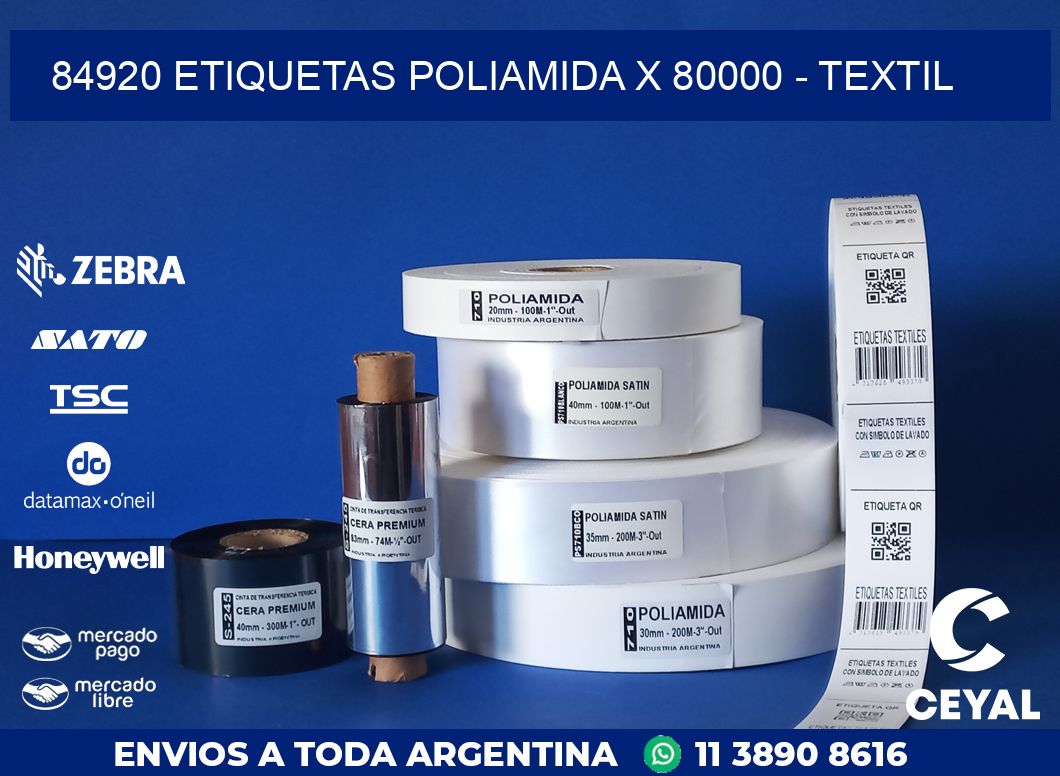 84920 ETIQUETAS POLIAMIDA X 80000 - TEXTIL