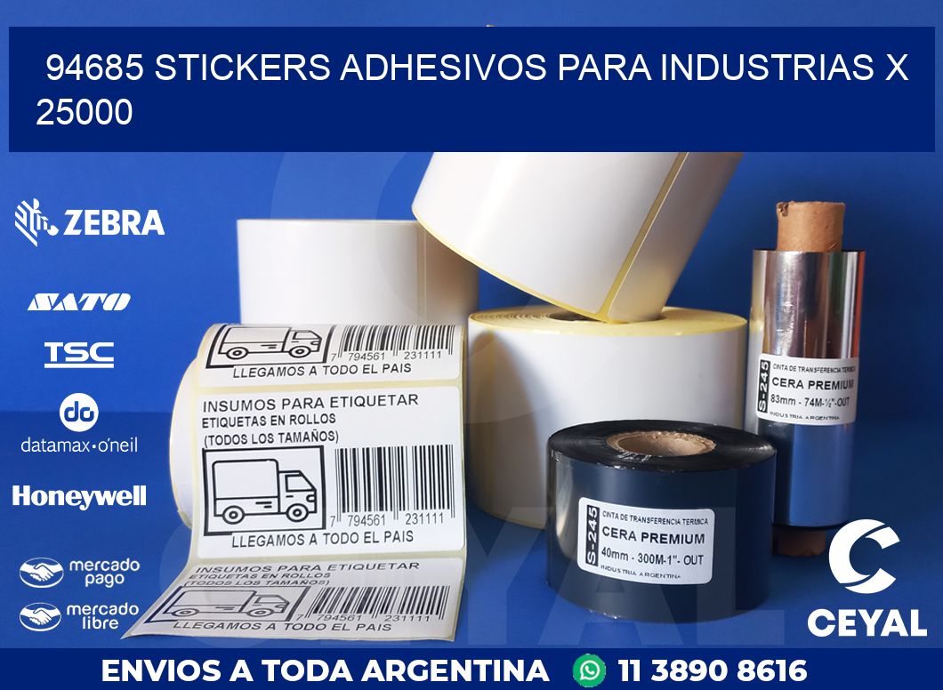 94685 STICKERS ADHESIVOS PARA INDUSTRIAS X 25000