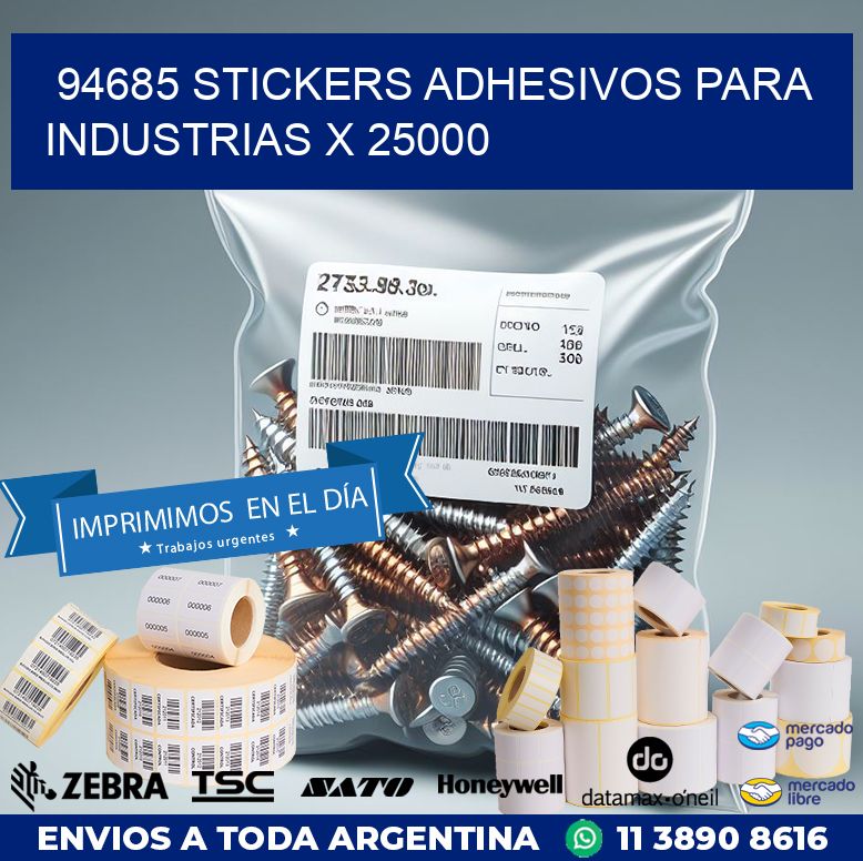 94685 STICKERS ADHESIVOS PARA INDUSTRIAS X 25000