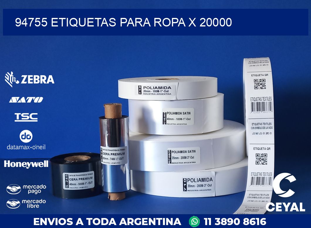 94755 ETIQUETAS PARA ROPA X 20000