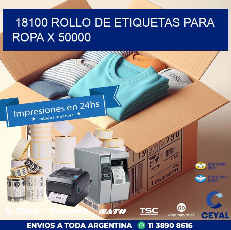 18100 ROLLO DE ETIQUETAS PARA ROPA X 50000