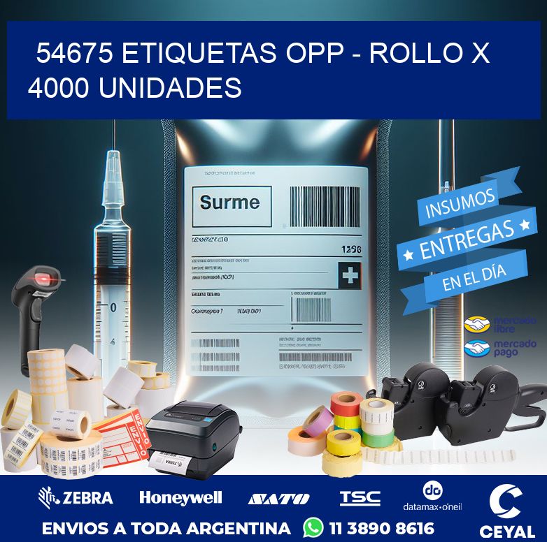 54675 ETIQUETAS OPP - ROLLO X 4000 UNIDADES