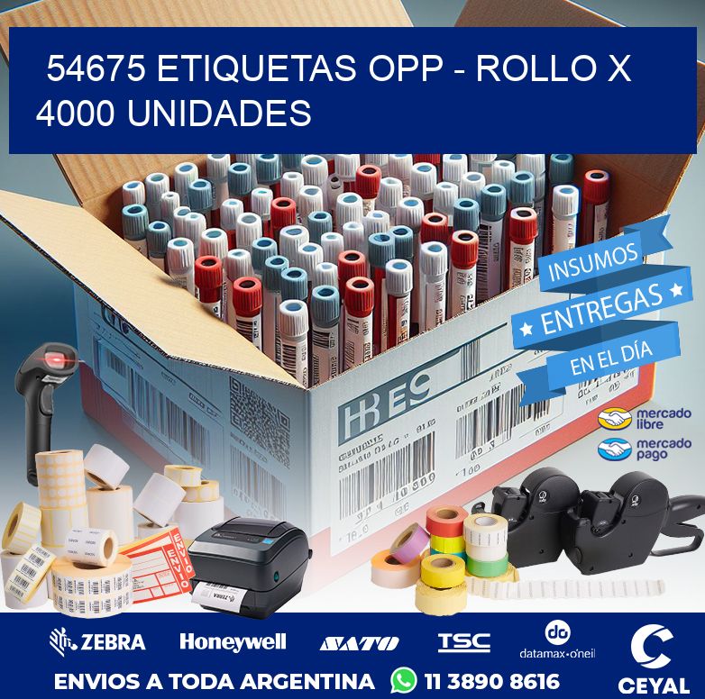 54675 ETIQUETAS OPP - ROLLO X 4000 UNIDADES
