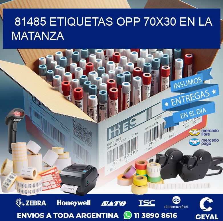 81485 ETIQUETAS OPP 70X30 EN LA MATANZA