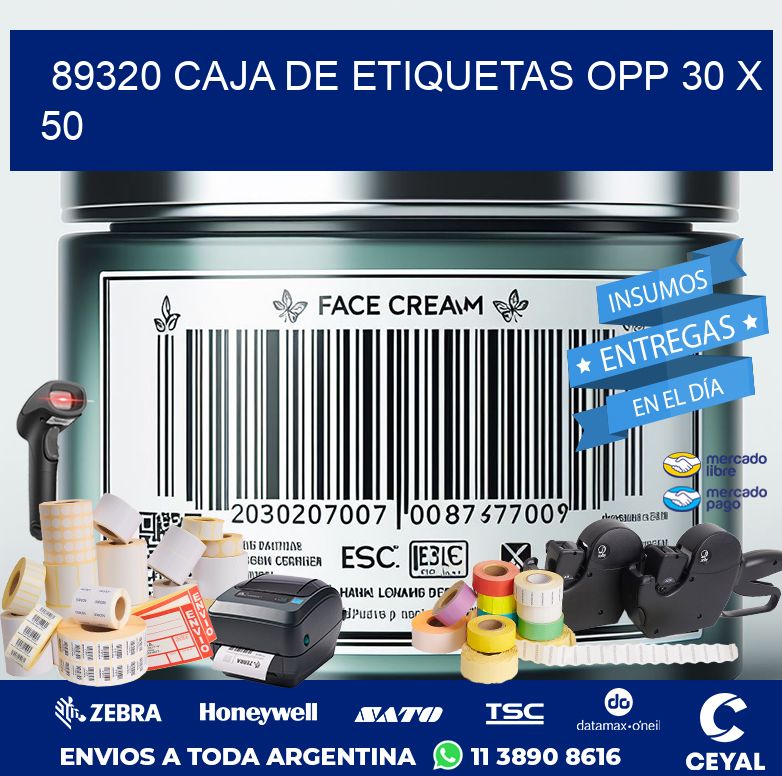 89320 CAJA DE ETIQUETAS OPP 30 X 50