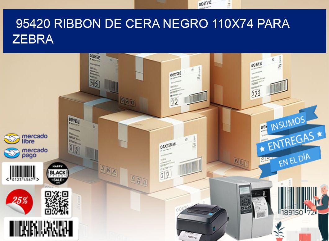 95420 RIBBON DE CERA NEGRO 110X74 PARA ZEBRA