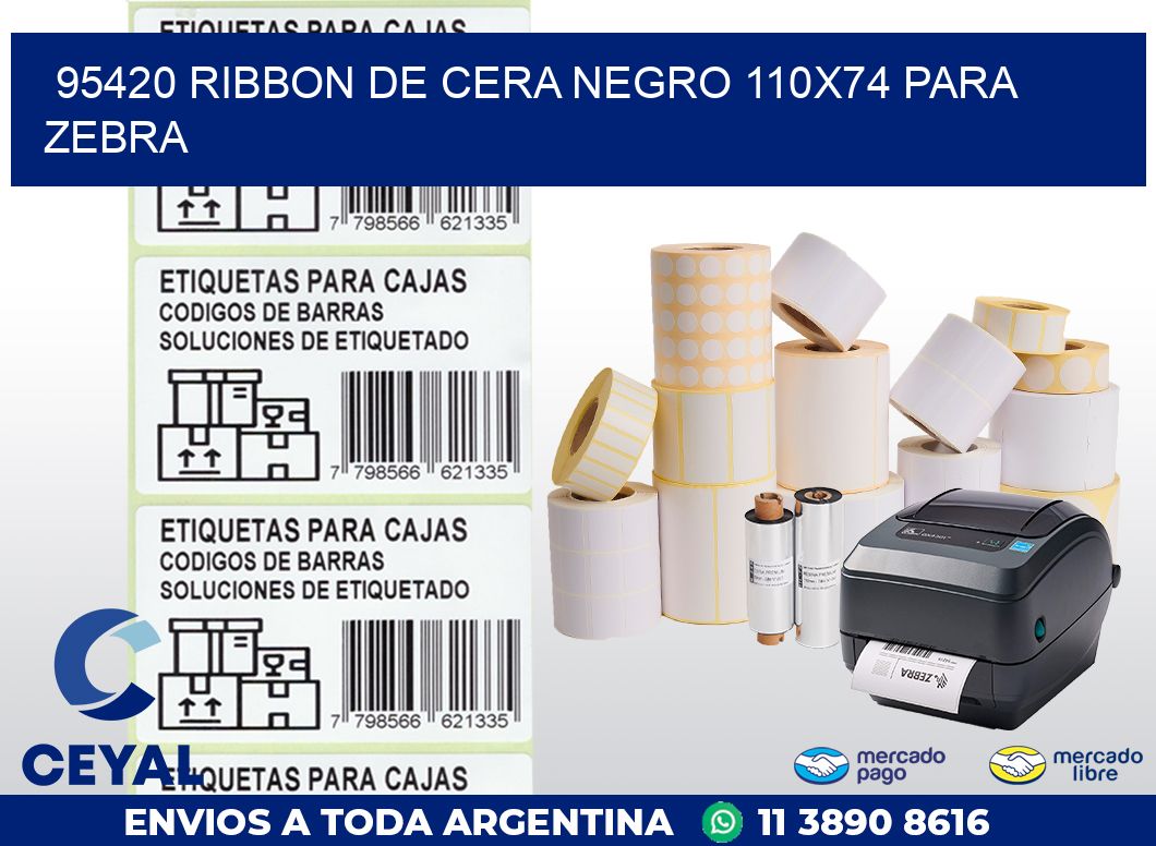 95420 RIBBON DE CERA NEGRO 110X74 PARA ZEBRA