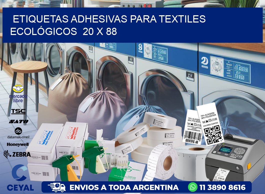 ETIQUETAS ADHESIVAS PARA TEXTILES ECOLÓGICOS  20 x 88