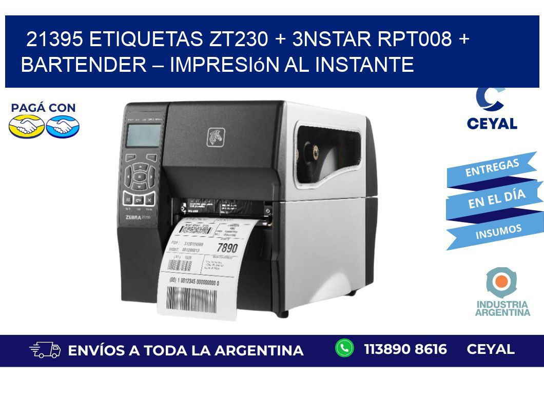 21395 ETIQUETAS ZT230 + 3nStar RPT008 + BarTender – Impresión al instante