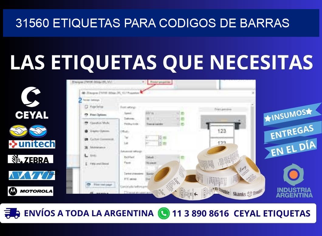 31560 ETIQUETAS PARA CODIGOS DE BARRAS
