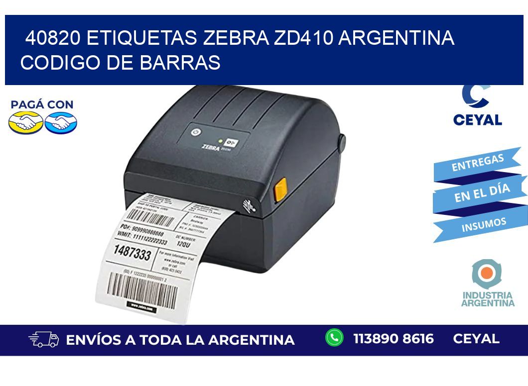 40820 etiquetas zebra zd410 argentina CODIGO DE BARRAS