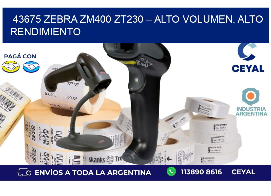 43675 Zebra ZM400 ZT230 – Alto Volumen, Alto Rendimiento