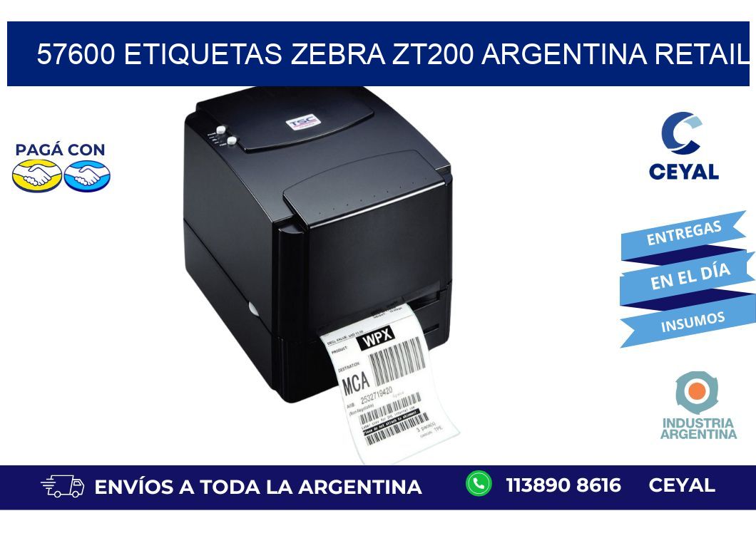 57600 etiquetas zebra zt200 argentina RETAIL