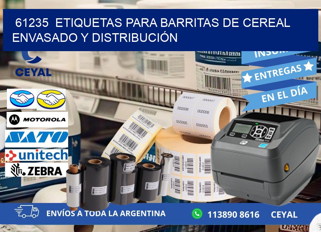 61235  ETIQUETAS PARA BARRITAS DE CEREAL ENVASADO Y DISTRIBUCIÓN