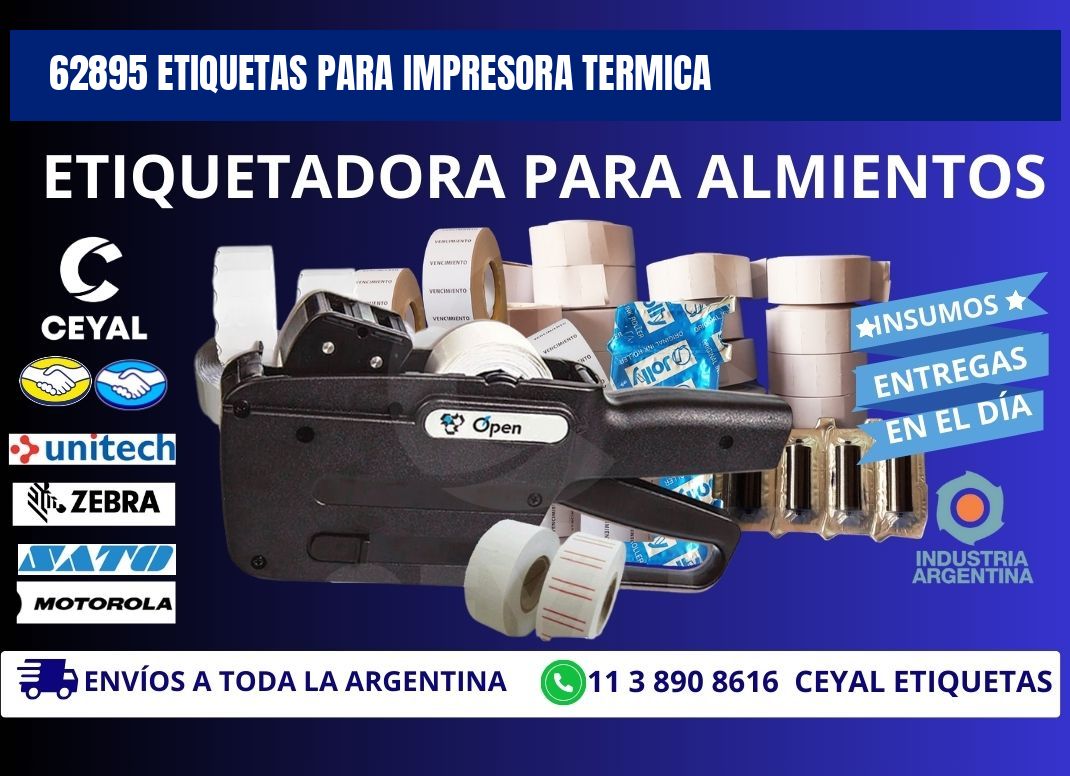 62895 ETIQUETAS PARA IMPRESORA TERMICA