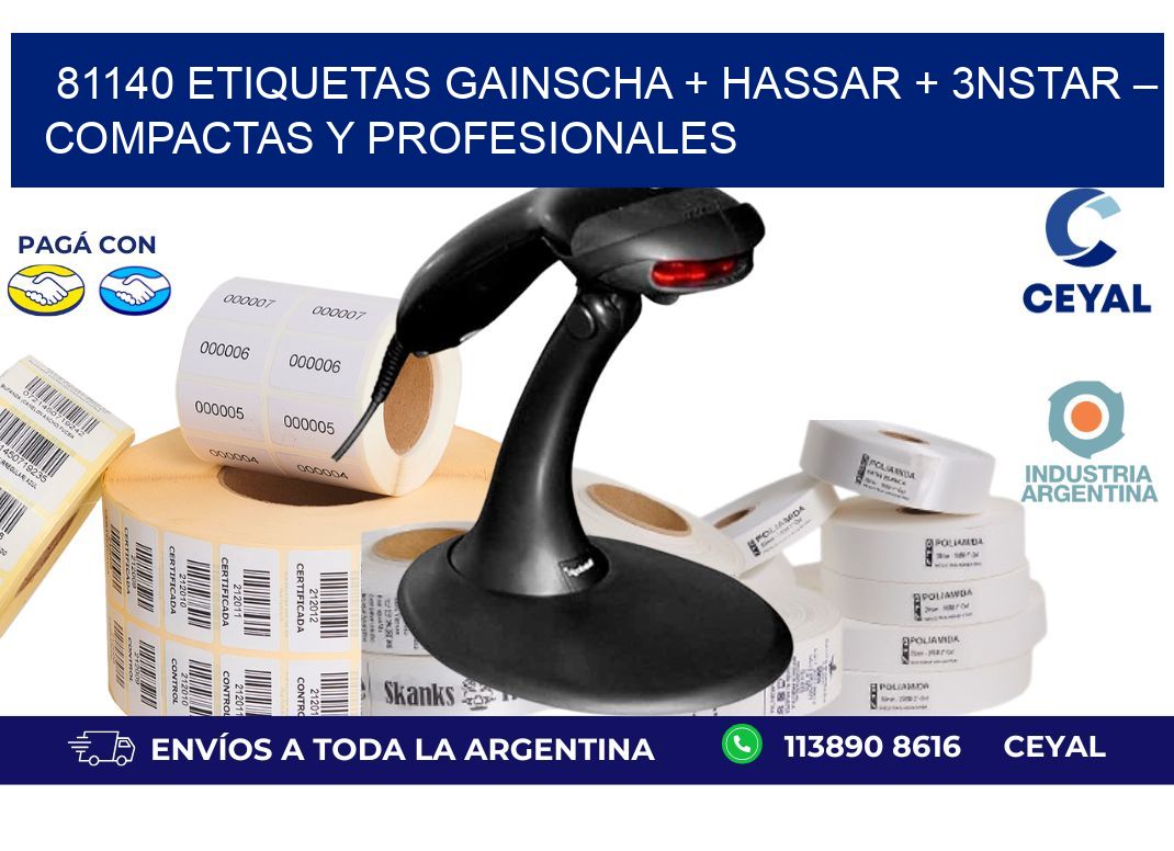 81140 etiquetas Gainscha + Hassar + 3nStar – Compactas y Profesionales