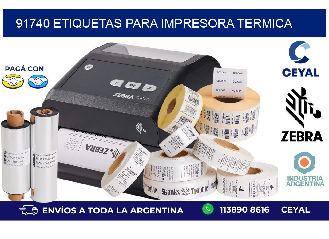 91740 ETIQUETAS PARA IMPRESORA TERMICA