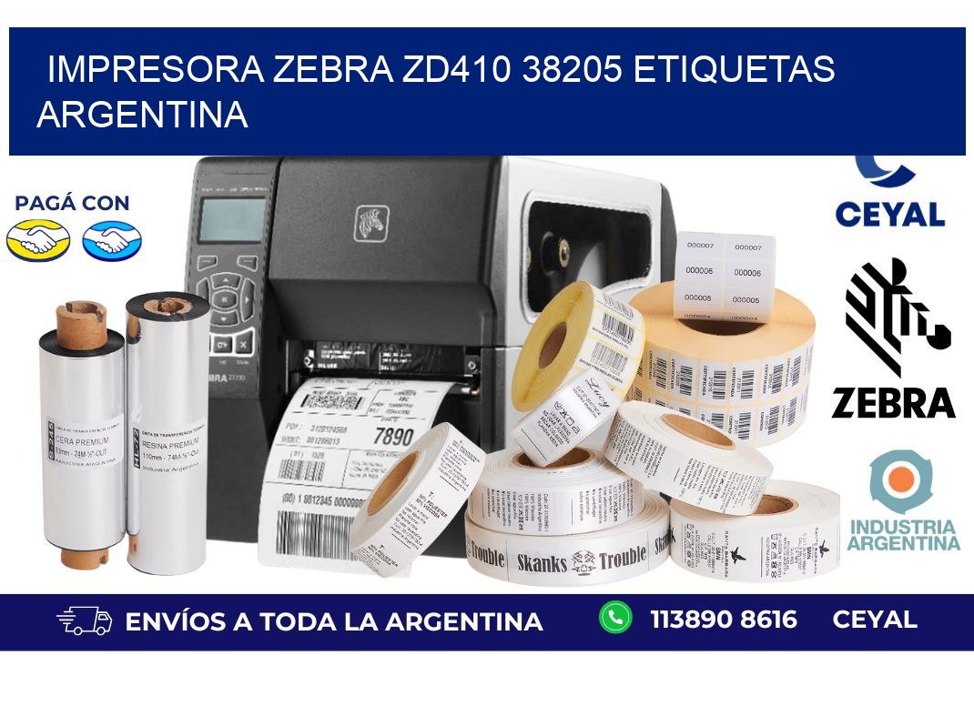 Impresora zebra zd410 38205 etiquetas argentina