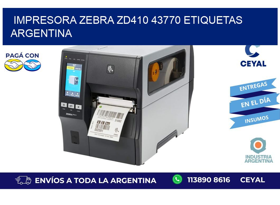 Impresora zebra zd410 43770 etiquetas argentina