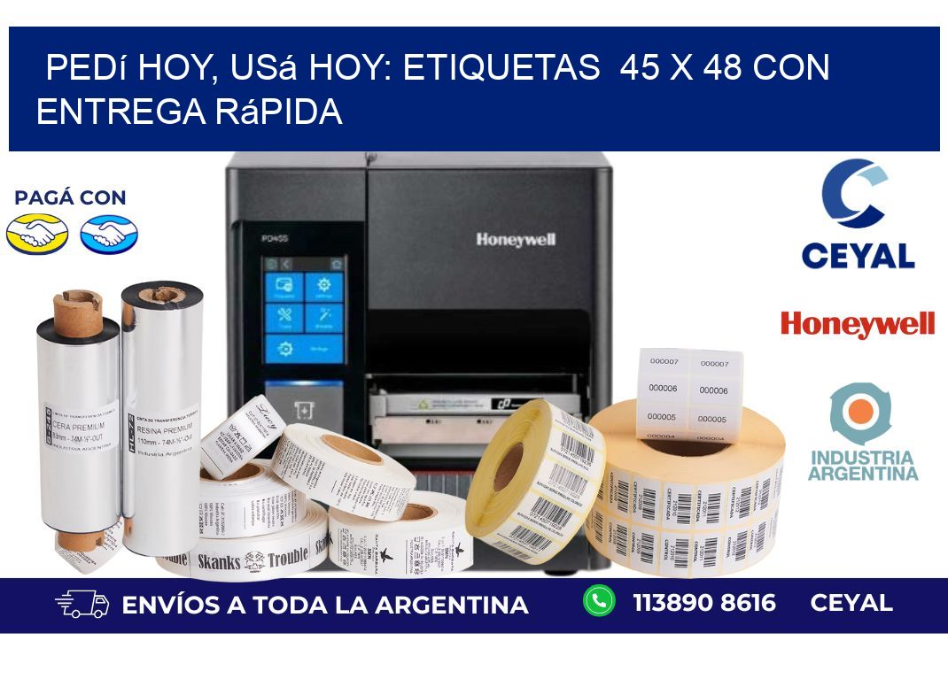 Pedí Hoy, Usá Hoy: Etiquetas  45 x 48 con Entrega Rápida
