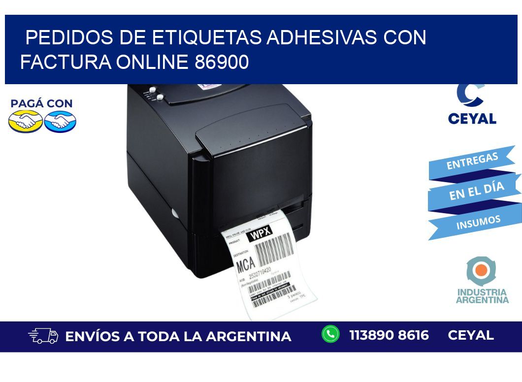 Pedidos de Etiquetas Adhesivas con Factura Online 86900