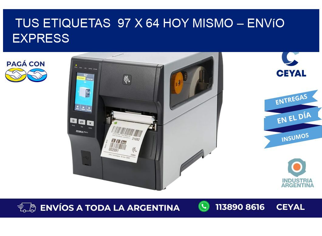 Tus Etiquetas  97 x 64 Hoy Mismo – Envío Express