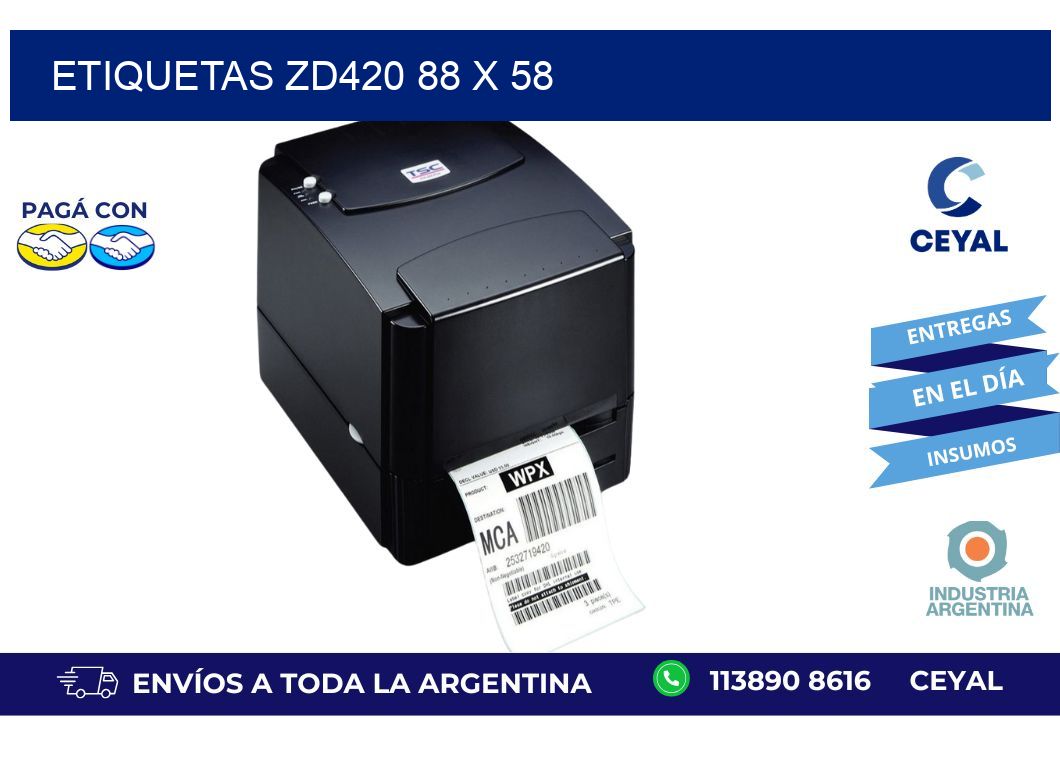 etiquetas zd420 88 x 58