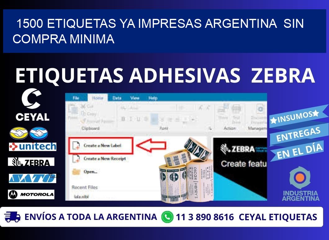 1500 ETIQUETAS YA IMPRESAS ARGENTINA  SIN COMPRA MINIMA