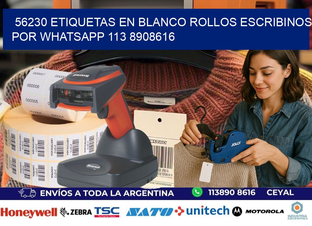 56230 ETIQUETAS EN BLANCO ROLLOS ESCRIBINOS POR WHATSAPP 113 8908616