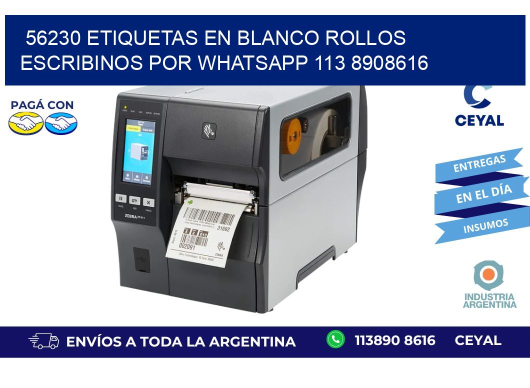 56230 ETIQUETAS EN BLANCO ROLLOS ESCRIBINOS POR WHATSAPP 113 8908616