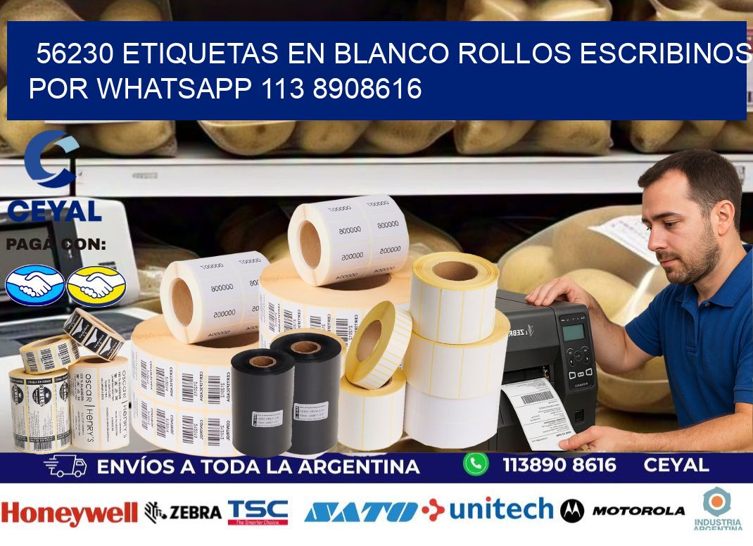 56230 ETIQUETAS EN BLANCO ROLLOS ESCRIBINOS POR WHATSAPP 113 8908616