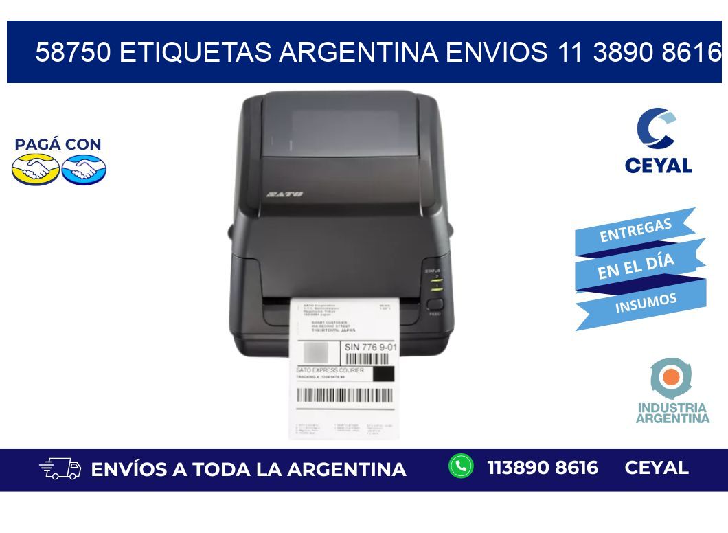 58750 ETIQUETAS ARGENTINA ENVIOS 11 3890 8616