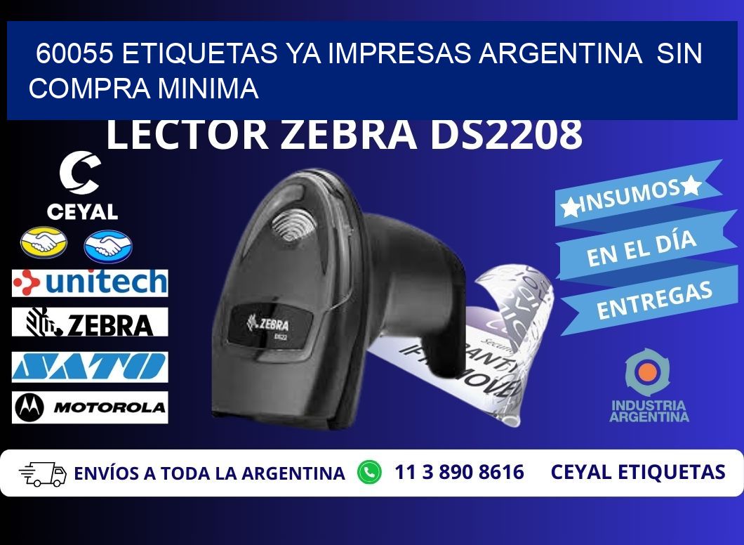 60055 ETIQUETAS YA IMPRESAS ARGENTINA  SIN COMPRA MINIMA