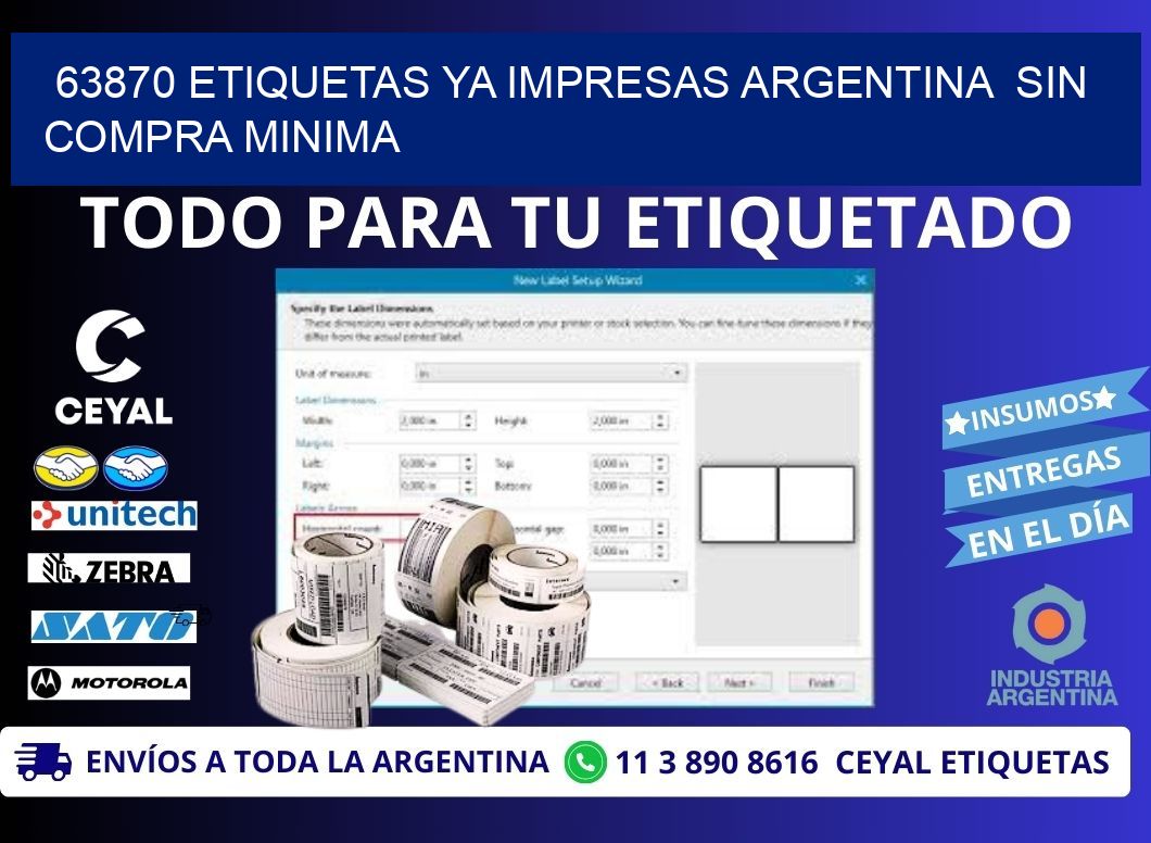 63870 ETIQUETAS YA IMPRESAS ARGENTINA  SIN COMPRA MINIMA