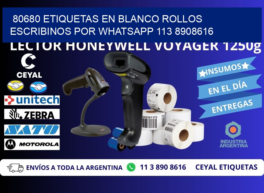 80680 ETIQUETAS EN BLANCO ROLLOS ESCRIBINOS POR WHATSAPP 113 8908616