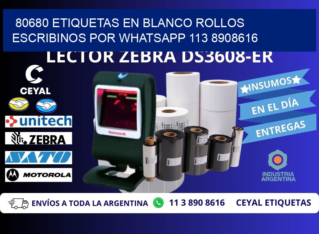 80680 ETIQUETAS EN BLANCO ROLLOS ESCRIBINOS POR WHATSAPP 113 8908616